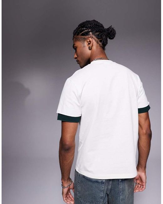 T-Shirt Oversize Con Maniche A Doppio Strato Color Crema Con Stampa Di Auto di ASOS in Gray da Uomo