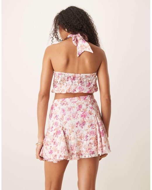 Minifalda Con Y Detalle De Godets De Encaje Mix & Match De ASOS de color Pink