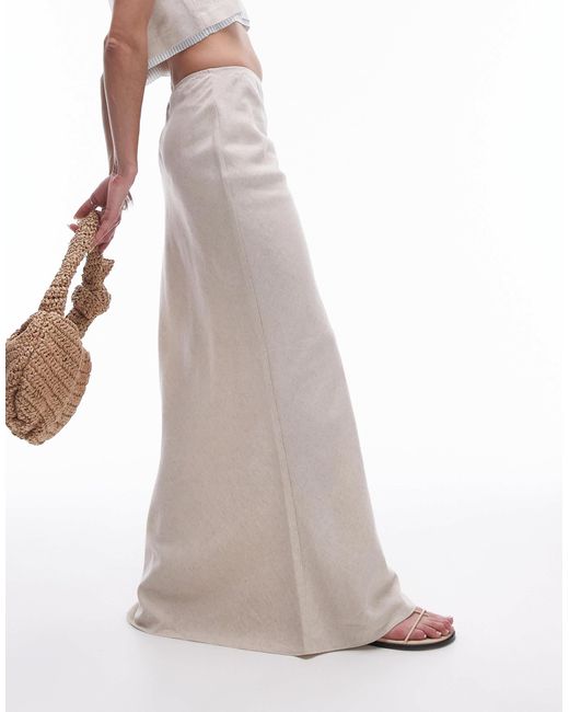 TOPSHOP White – asymmetrisch geschnittener midirock aus leinen