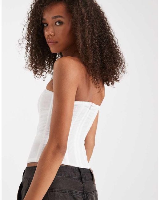 Edikted White Sheer Mesh Corset Top