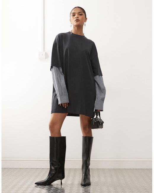 leather ruffle dress Ruffle Detailed Leather Mini Dress