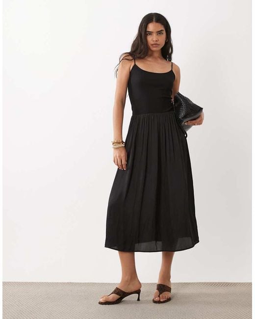 Mango Black Strappy Drop Waist Maxi Dress