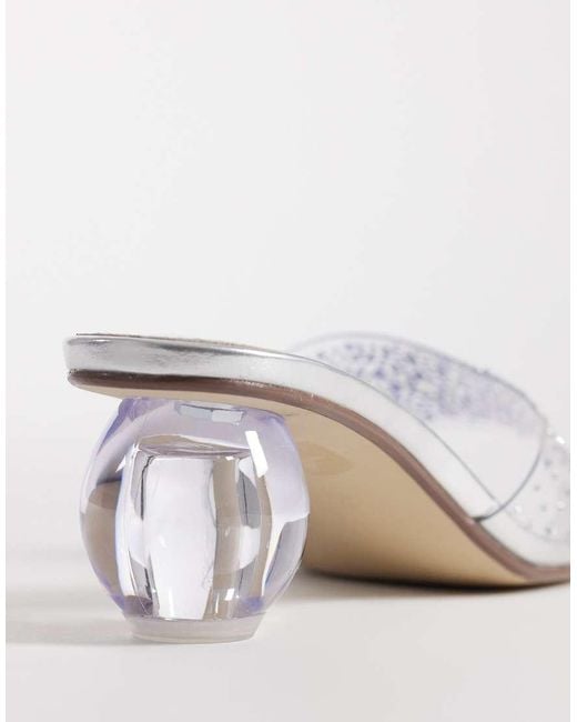 Kaiia White Exclusive 00s Clear Rhinestone Sphere Heeled Sandals