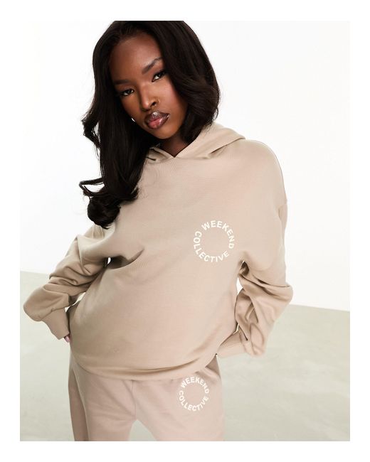 ASOS Natural Co-ord Oversized Hoodie With Back Logo