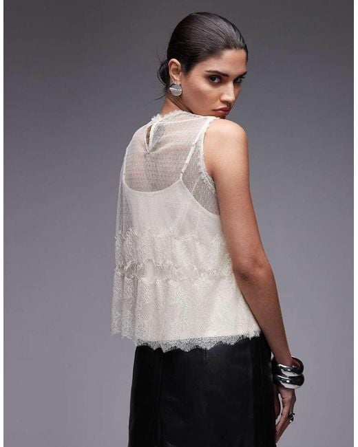 Top Blanco Envejecido Sin Mangas De Encaje Clara De AllSaints de color Gray