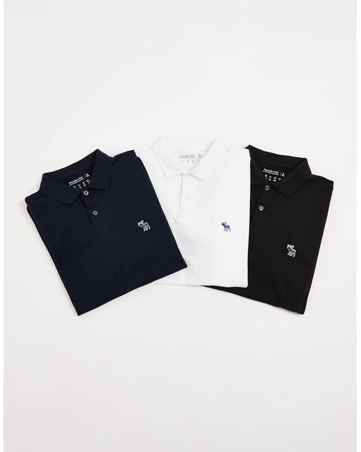 Abercrombie & Fitch Blue 3 Pack Icon Logo Polo for men