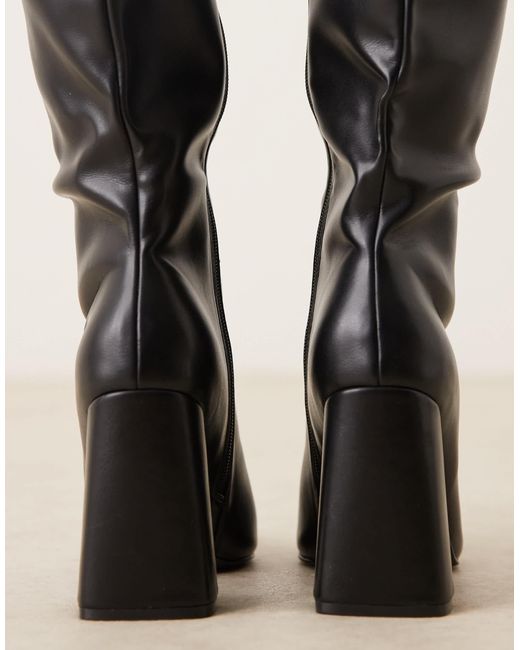 Glamorous Black Pointed Knee Boots