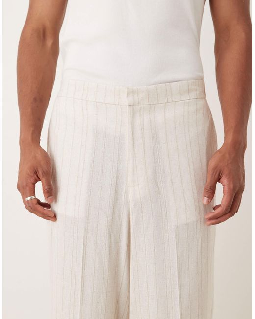 ASOS – oversize-bermudashorts aus leinenmix in Natural für Herren