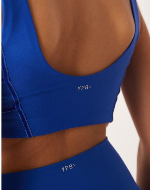 Abercrombie & Fitch Blue Ypb Velvet Tape Sports Bra Co-ord