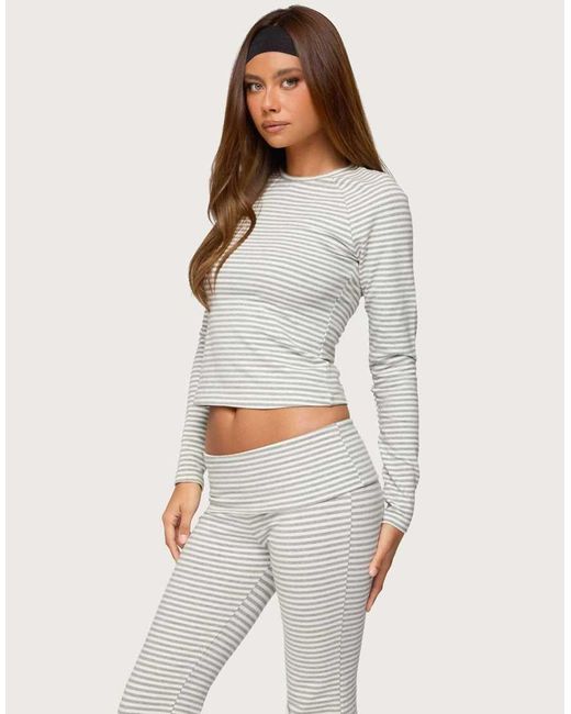 Edikted Gray Kaeli Stripey Long Sleeve T Shirt