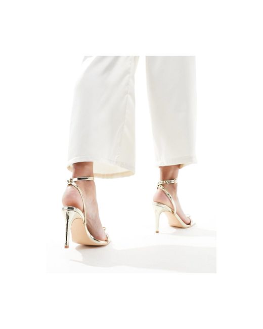 Sandales minimalistes à talon et détail nœud Glamorous en coloris White