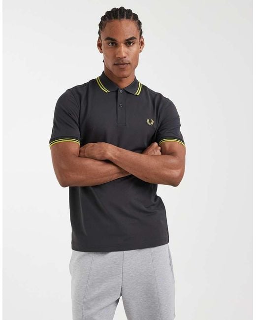 Fred Perry Gray Tennis Performance Twin Tipped Logo Polo Shirt for men