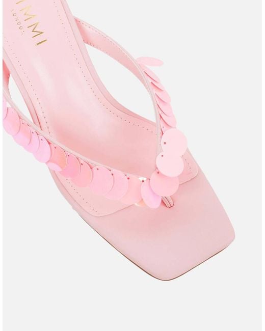 SIMMI Pink Dixy Strap Square Toe Heeled Mules