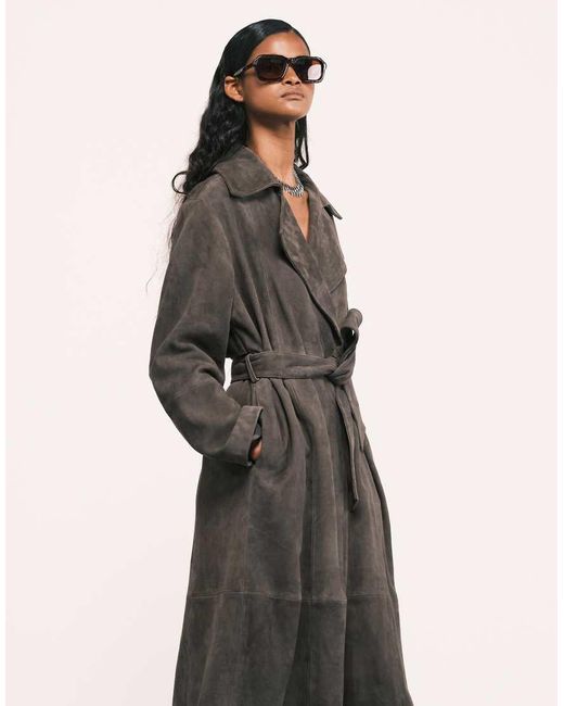 ASOS Green Premium Suede Trench Coat