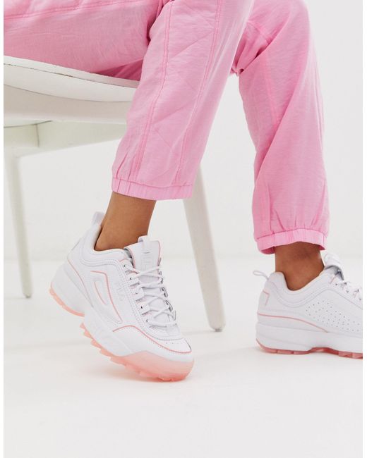 fila disruptor 2 bianche e rosa