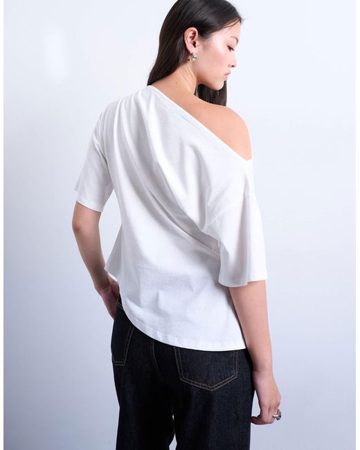 TOPSHOP White – schulterfreies, asymmetrisches oberteil