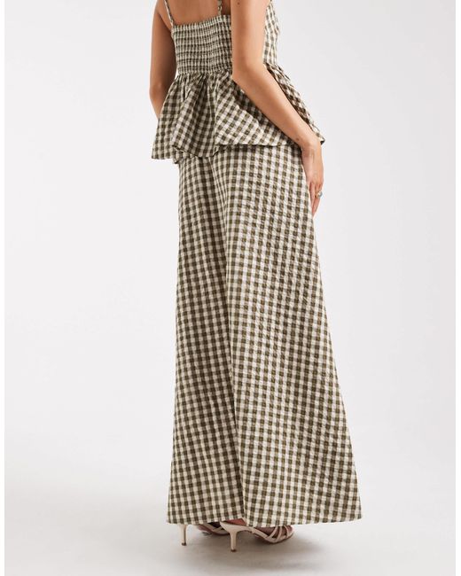 ASOS Natural – ausgestellter maxirock mit vichy-karo