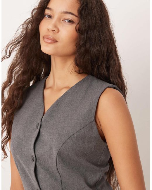 ASOS Gray Tailored Drop Waist Mini Dress