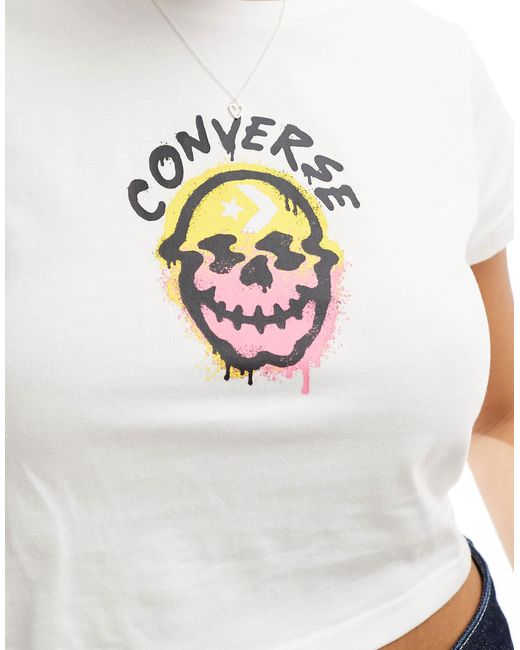T shirt a motif tete Converse en coloris Blanc Lyst