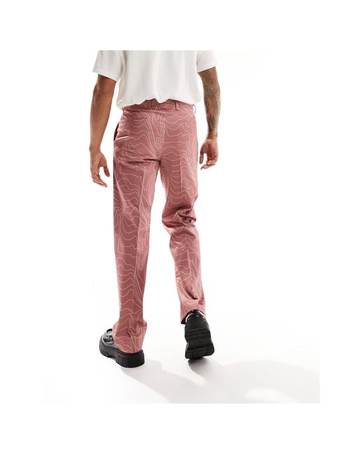 Viggo Red Contour Print Suit Trouser for men