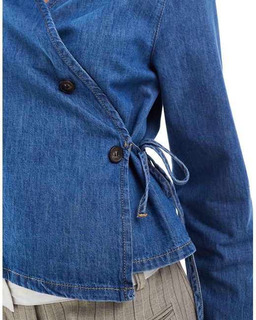 ASOS Blue Wrap Tie Detail Denim Shirt Co-Ord With Cinch Waist