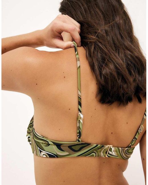 NA-KD Green Printed Wire Bikini Top