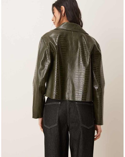 Mango Natural Faux Leather Short Jacket