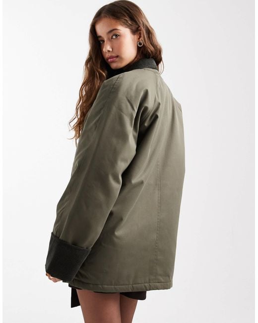 Vero Moda Green Barn Jacket With Contrast Cord Trim
