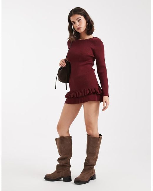 Miss Selfridge Red Drop Waist Knit Dress