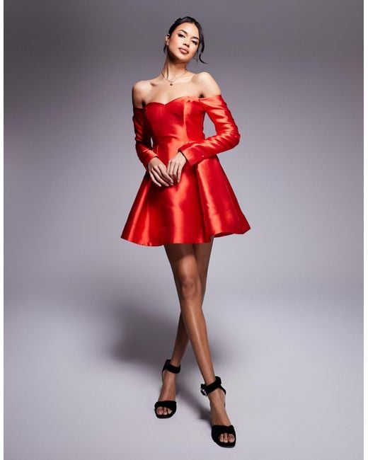 EVER NEW Red Structu Mini Dress