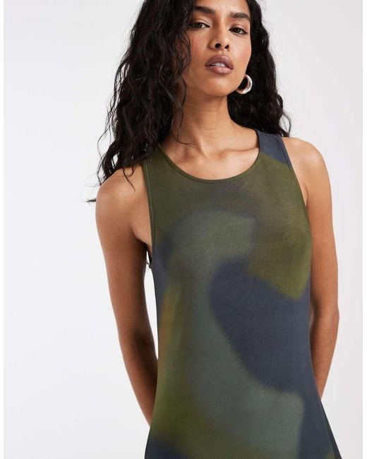 Vero Moda Brown Sleeveless Seam Front Mesh Dress