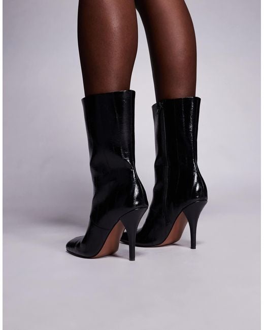 ASOS Black Everly Angled Toe Heeled Ankle Boot