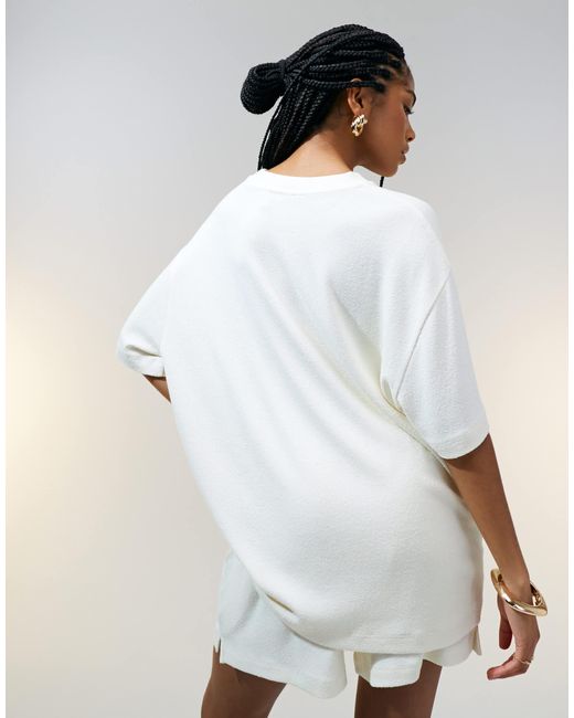 ASOS White Textured Knit Oversized T-shirt
