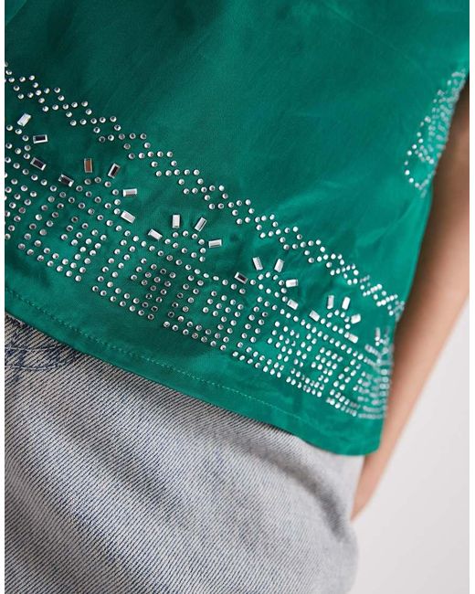 River Island Green Heat Seal Bandeau Co-Ord With Scarf