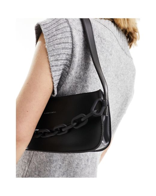 Claudia Canova Black Chain Detail Shoulder Bag