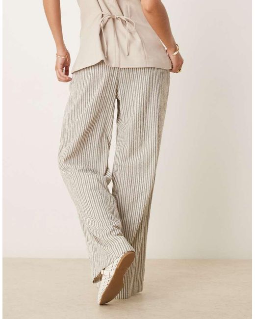 Jdy Natural Textured Pinstripe Trousers