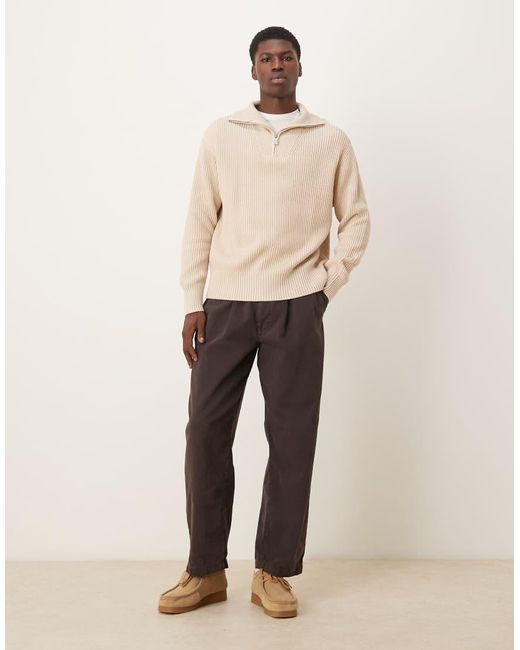 SELECTED Natural Half Zip Jumper for men