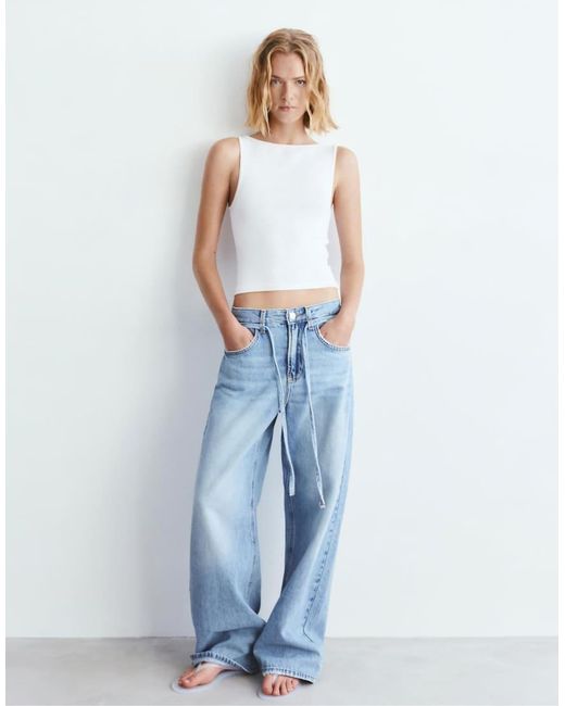 Pull&Bear Tanktop Met Boothals in het White