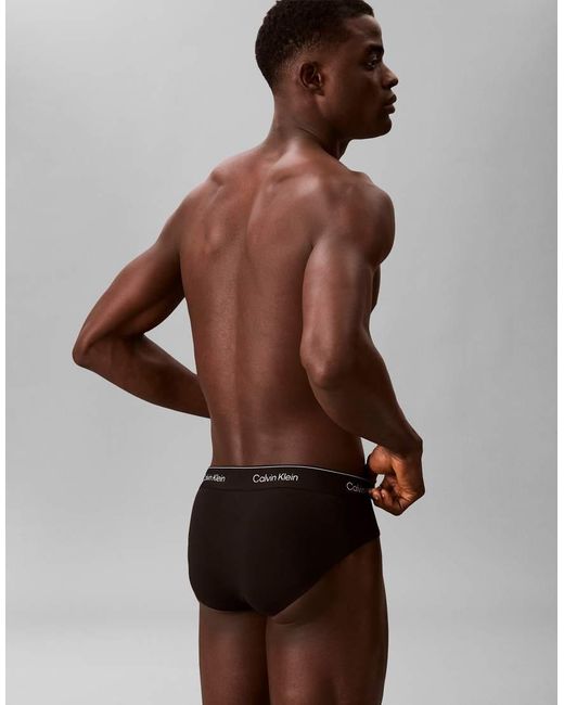 Calvin Klein Black Icon Cotton Stretch 3 Pack Hip Briefs for men