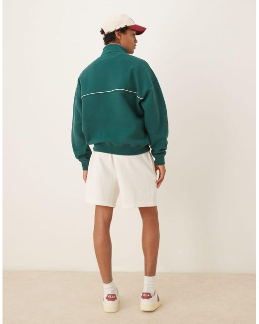 Top Felpato Con Zip Corta E Cucitura A Contrasto di Abercrombie & Fitch in Green da Uomo