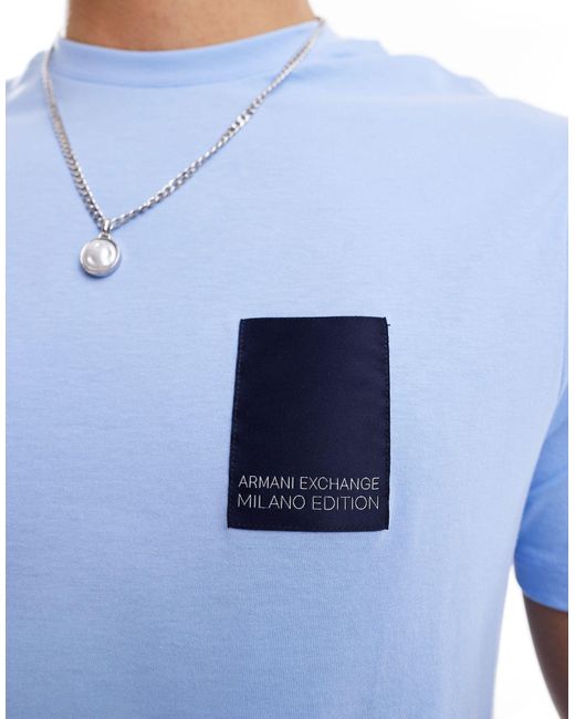 Camiseta con recuadro pequeño del logo Armani Exchange de hombre de color White