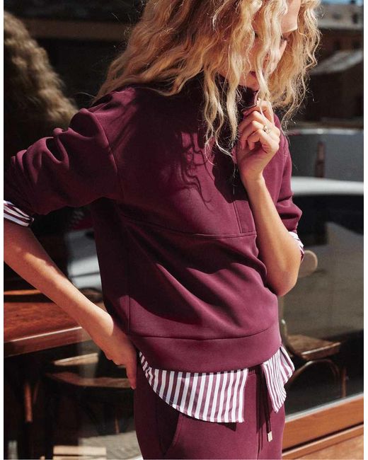 Stradivarius Purple Soft-touch Sweatshirt With Zip