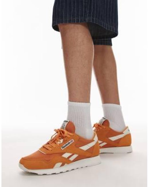 Reebok Orange Classic Nylon Trainers for men