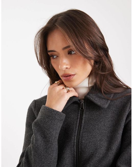 Vero Moda Black Cropped Felt Jacket With Pockets