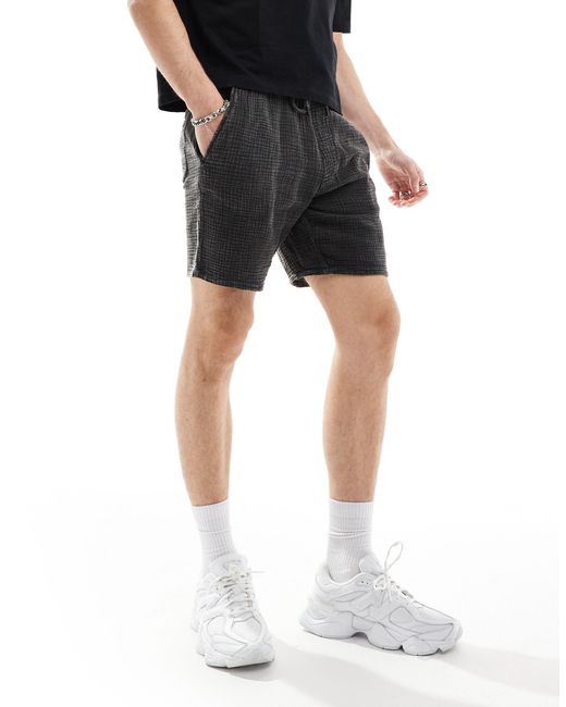 Only & Sons Black Pull On Textured Short for men