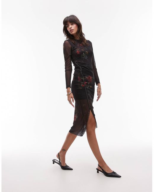 AllSaints Natural – nora – midikleid aus glitzer-netzstoff