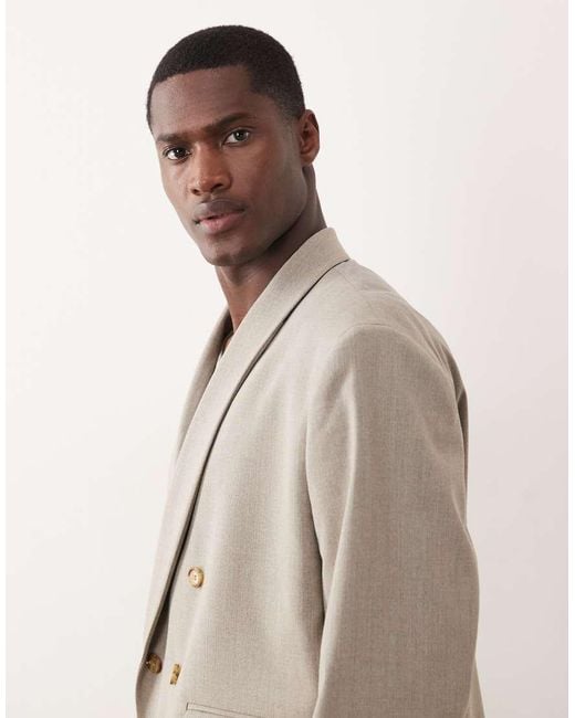 ASOS Natural Double Breasted Boxy Shawl Wrap Suit Jacket for men