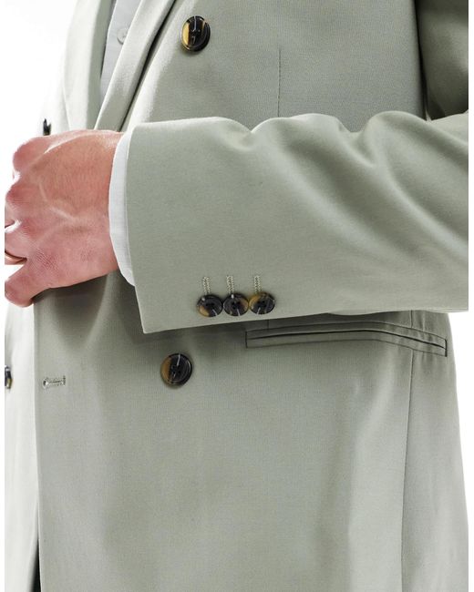 ASOS Gray Double Breasted Regular Suit Jacket for men