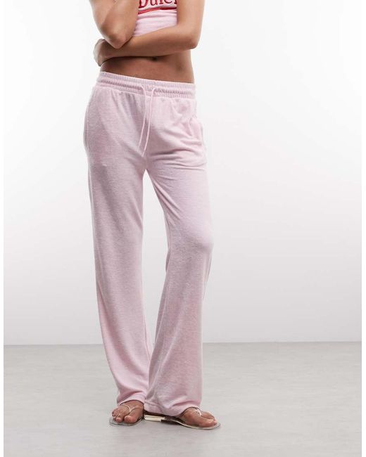 Von Dutch Pink 3 Piece Velour Straight Leg Bottom Graphic jogger Bottoms