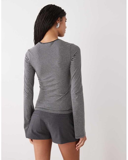 Weekday Gray Slim Long Sleeve Top